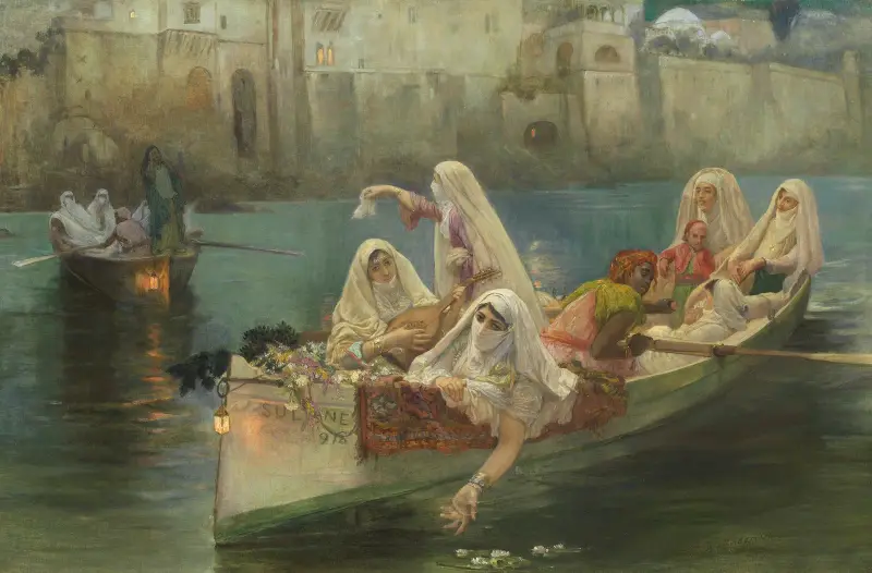 Återkomst från festen, Alger av Frederick Arthur Bridgman