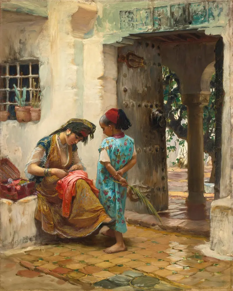 The Sewing Lesson av Frederick Arthur Bridgman