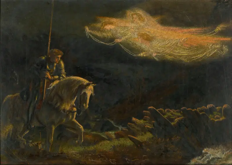 Studie för Sir Galahad – sökandet efter den heliga graal av Arthur Hughes