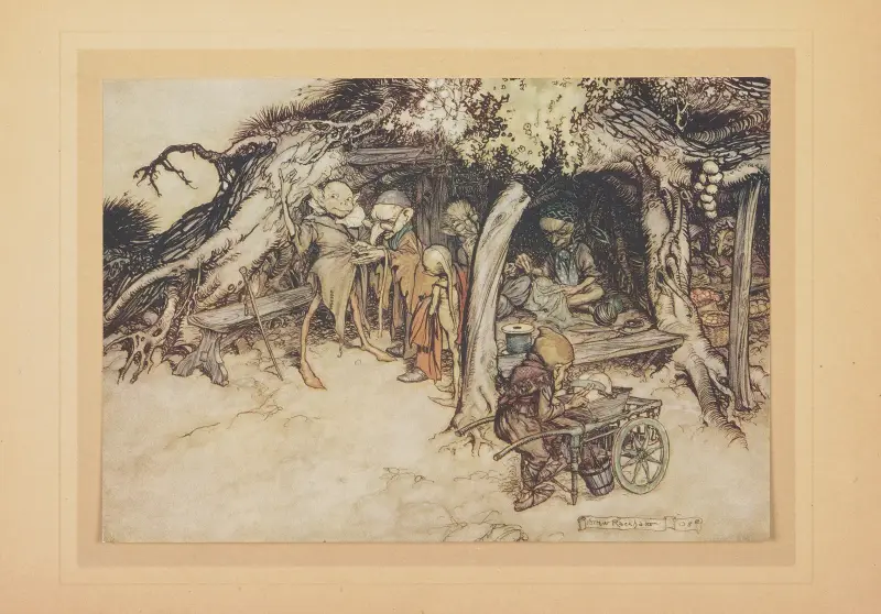För att sy kläder åt mina små alver av Arthur Rackham