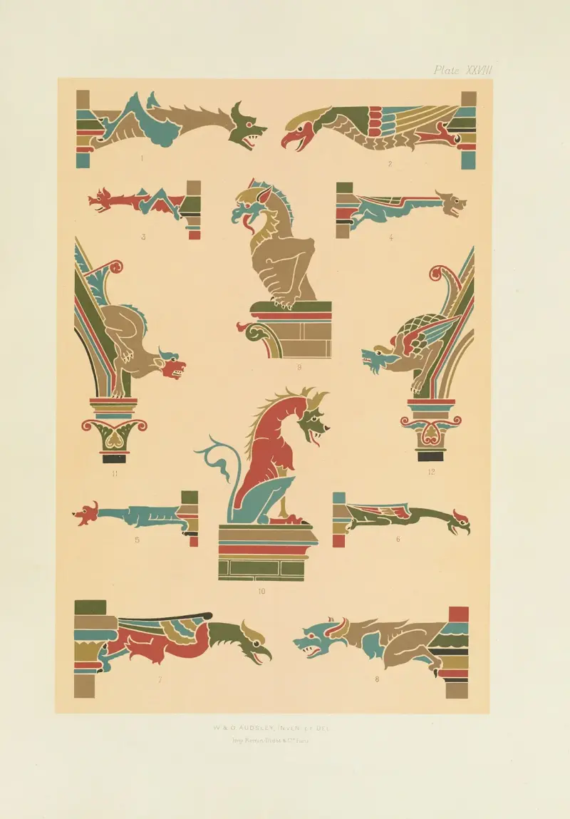 Polykrom dekor för byggnader i medeltida stil, pl. 28 av George Ashdown Audsley