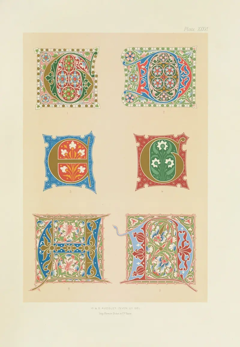 Polykrom dekor för byggnader i medeltida stilar, pl. 36 av George Ashdown Audsley