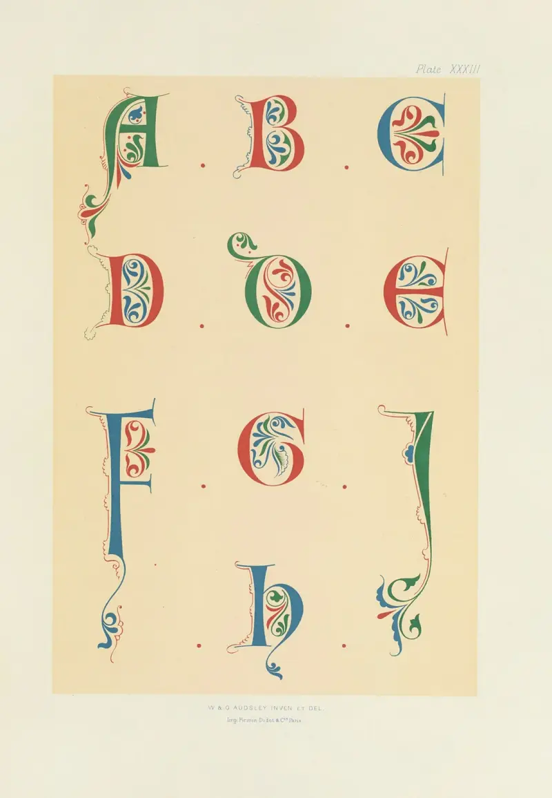 Polykrom dekor för byggnader i medeltida stilar, pl. 33 av George Ashdown Audsley