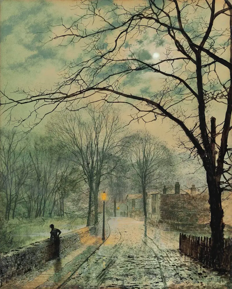 En månskenspromenad, Bonchurch, Isle of Wight av John Atkinson Grimshaw