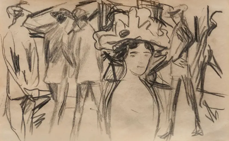 Dame in der Promenade av August Macke
