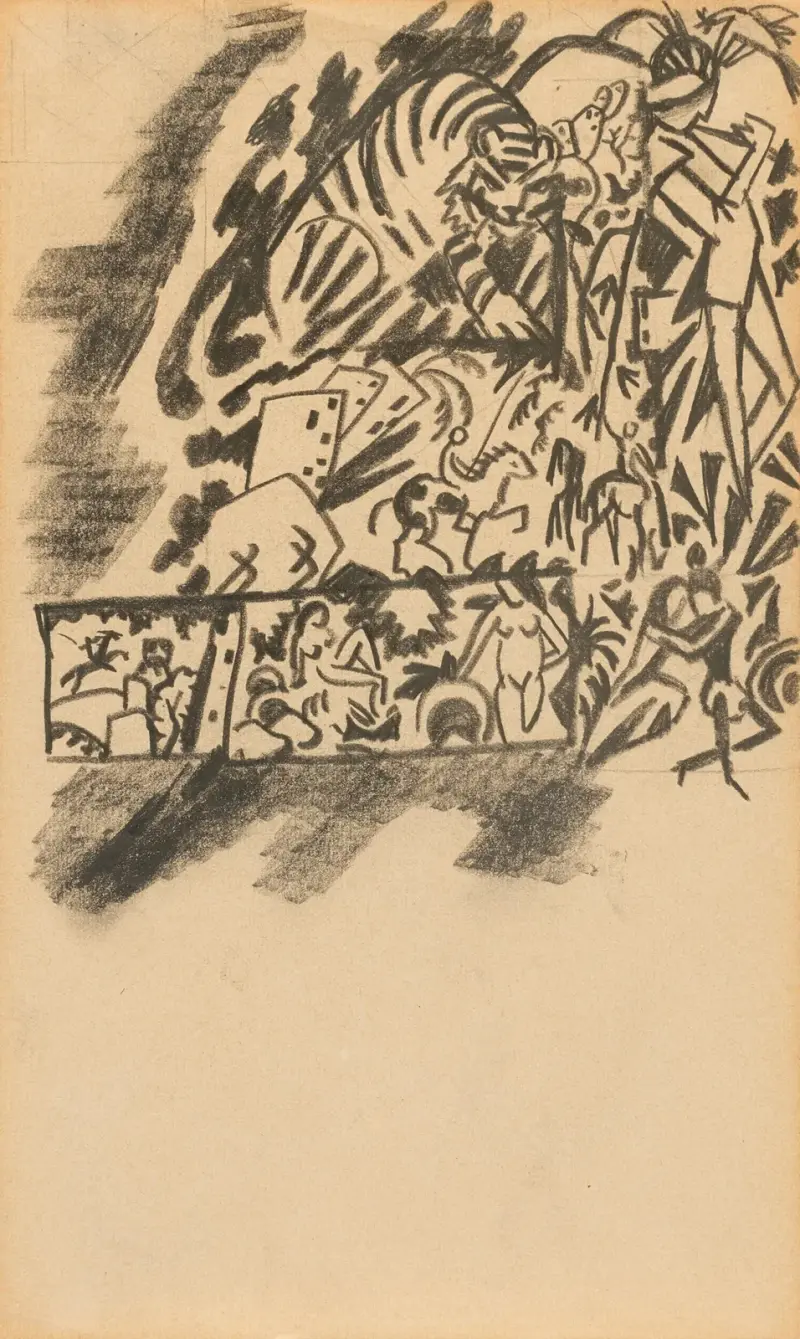 Entwurf zur Tigerjagd von August Macke