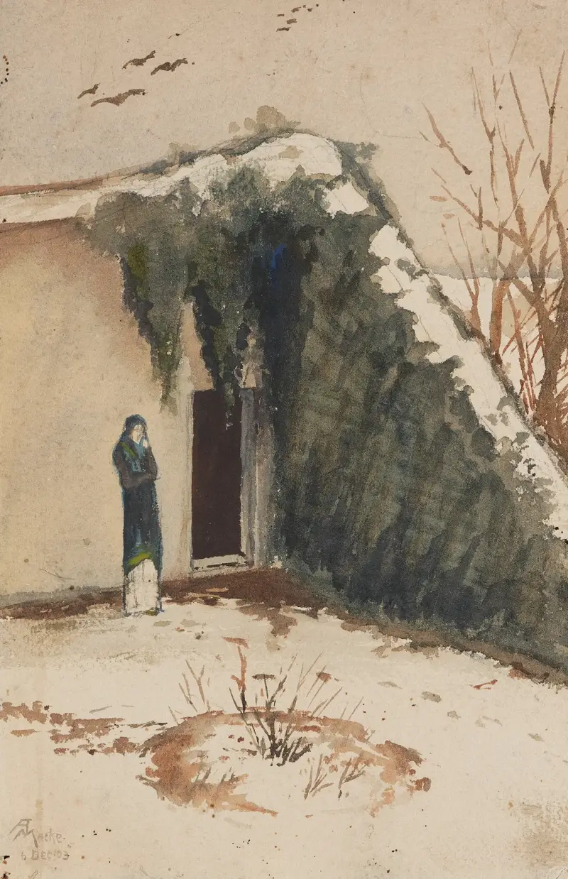 Kobieta na wewnętrznym dziedzińcu, August Macke