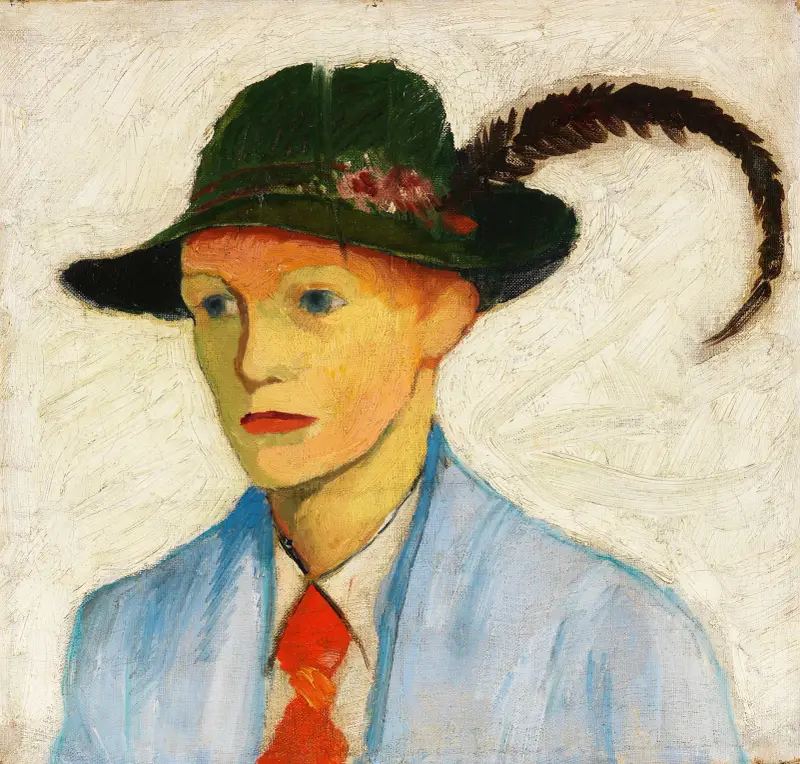 Junge mit Federhut av August Macke