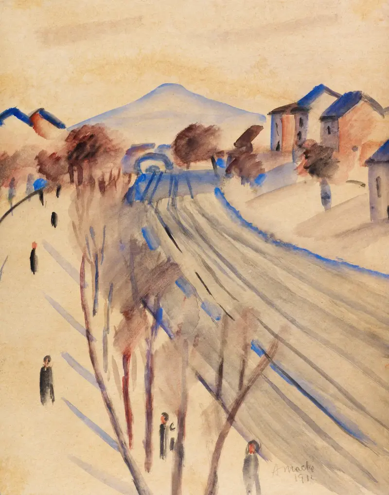 Ölberg mit Bahngleisen II av August Macke