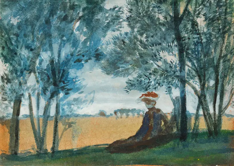 Sitzendes Paar in einer Landschaft av August Macke