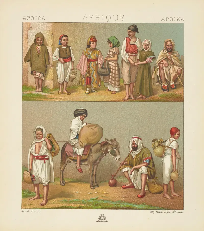 Algerien und Tunesien; Volkstrachten; die Kinder von Auguste Racinet