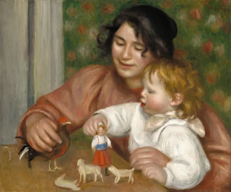 Barn med leksaker – Gabrielle och konstnärens son Jean av Pierre-Auguste Renoir