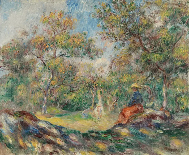 Frau in einer Landschaft von Pierre-Auguste Renoir