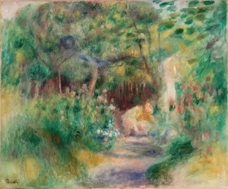 Landscape with Woman Gardening (Paysage et femme jardinant) av Pierre-Auguste Renoir