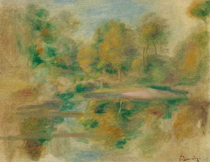 Paysage, Étang Et Fond D’arbres av Pierre-Auguste Renoir