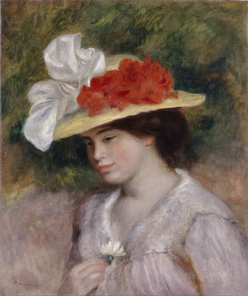 Frau mit Blumenhut von Pierre-Auguste Renoir