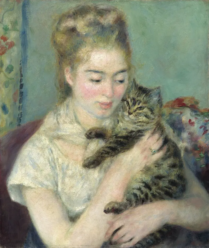 Woman with a Cat av Pierre-Auguste Renoir