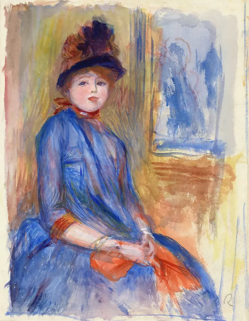 Ung flicka i blå klänning av Pierre-Auguste Renoir