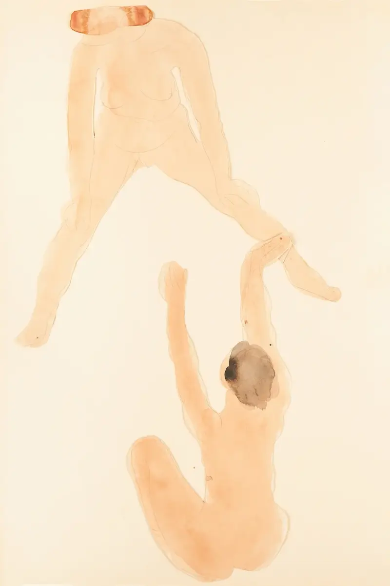 Weiblicher Akt, sitzend, von hinten gesehen, mit erhobenen Armen von Auguste Rodin