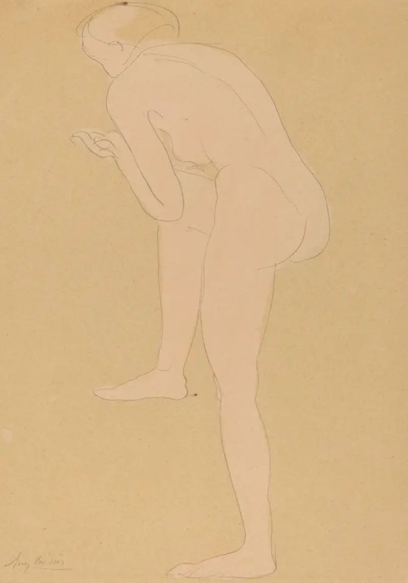 Figure Bending Forward with Right Knee Raised, Auguste Rodin