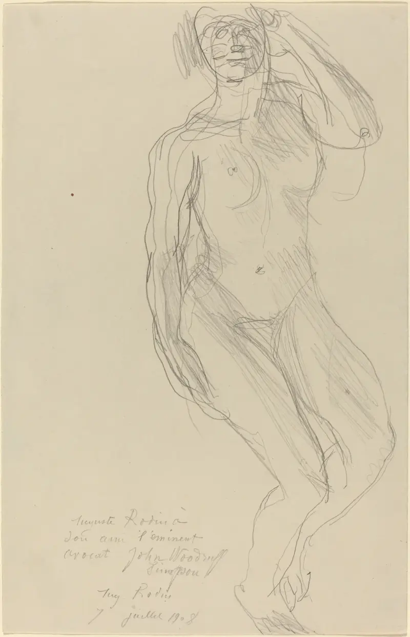 Sitzender weiblicher Akt nach vorn blickend von Auguste Rodin