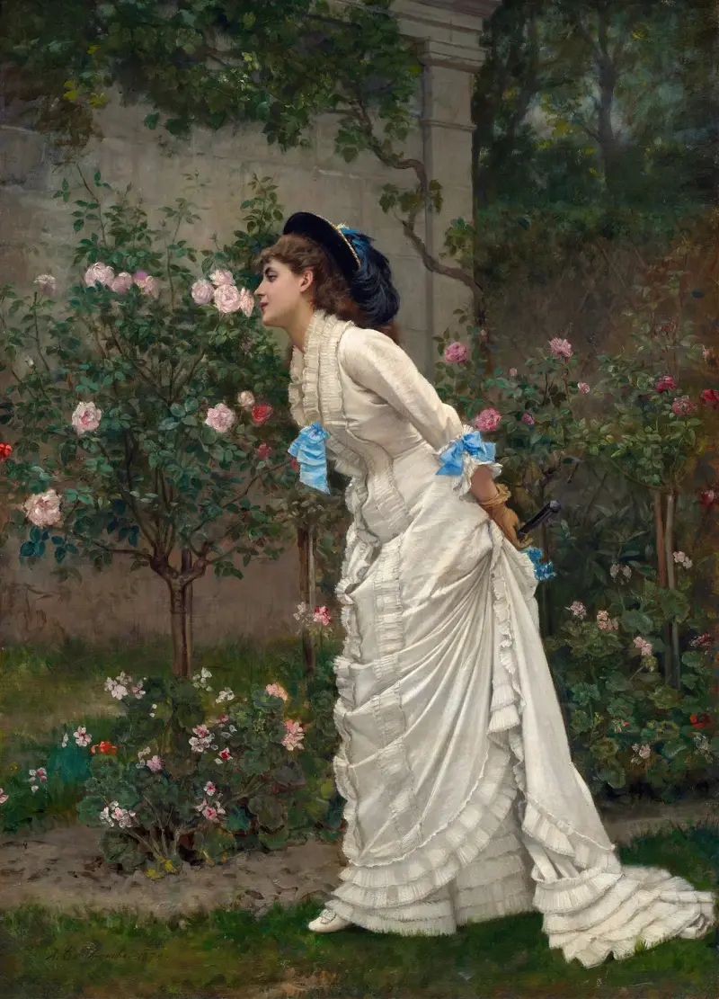 Frau und Rosen von Auguste Toulmouche
