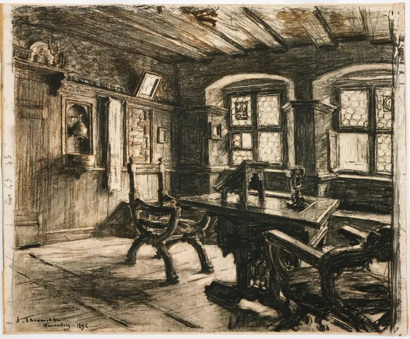 Dürers Zimmer in Nürnberg von Léon Augustin Lhermitte