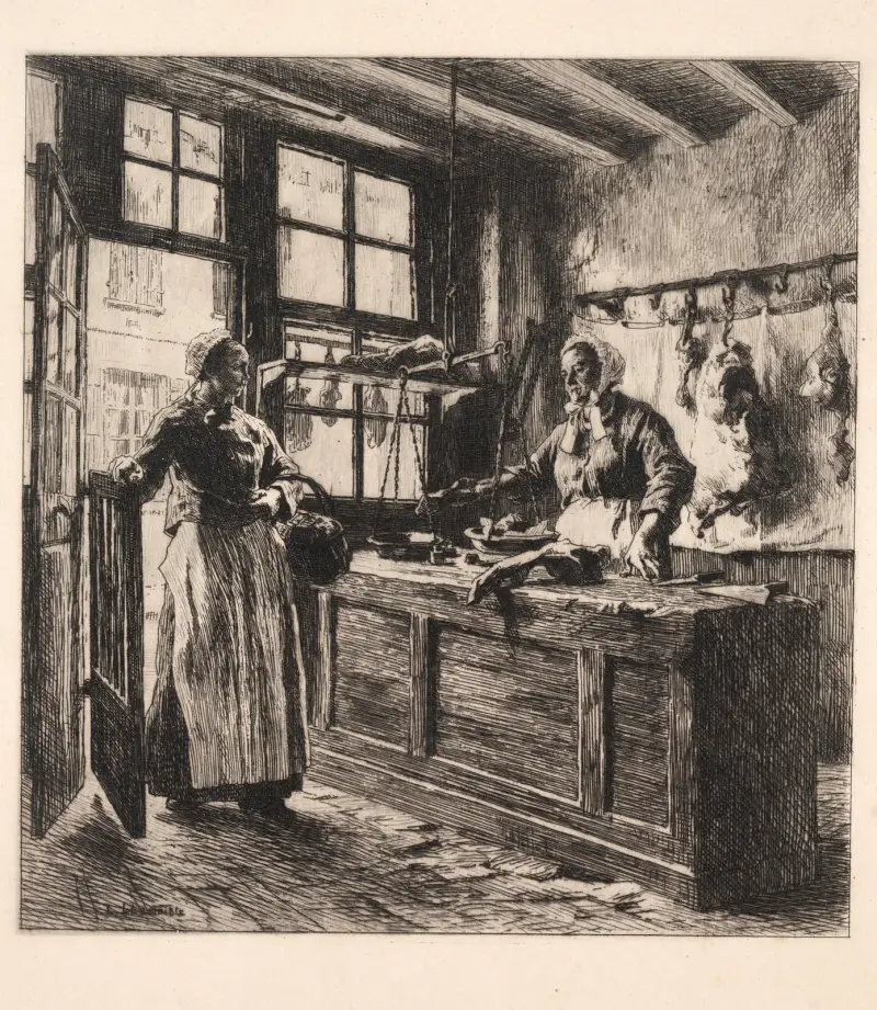 Interiör från en slaktarbutik, 1881 – nr 2 av Léon Augustin Lhermitte