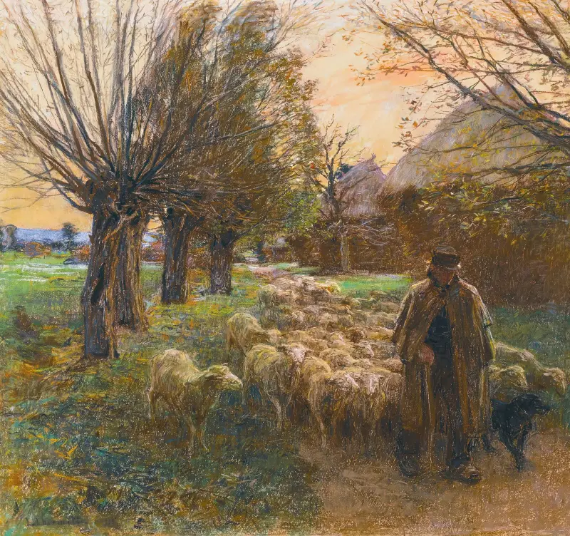 Herden och hans flock, kvällen av Léon Augustin Lhermitte