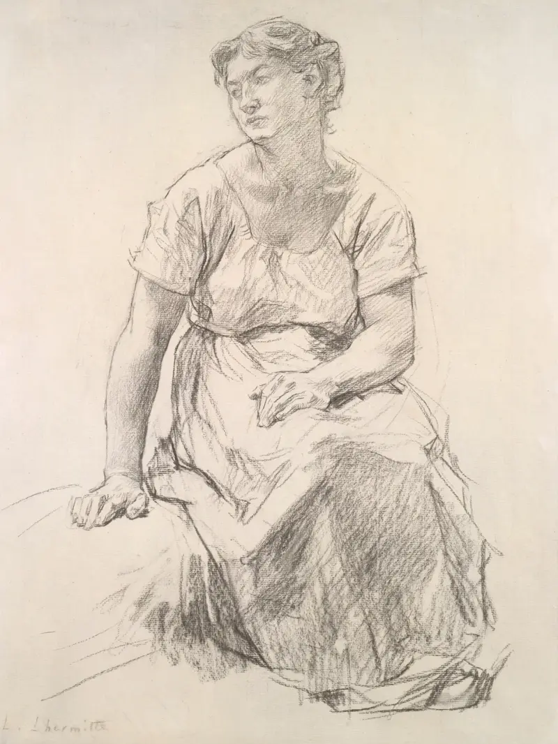 Seated Peasant Woman av Léon Augustin Lhermitte