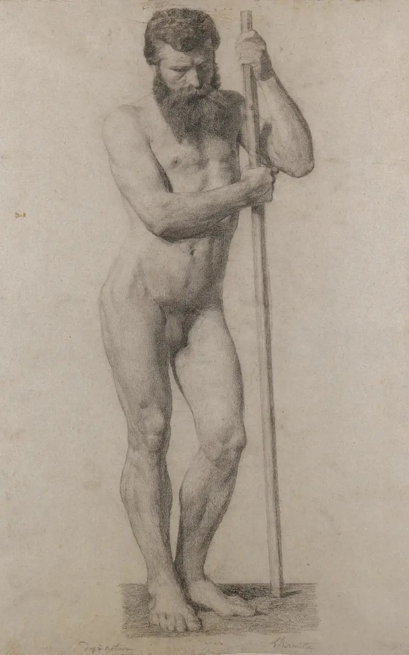Standing Male Nude av Léon Augustin Lhermitte