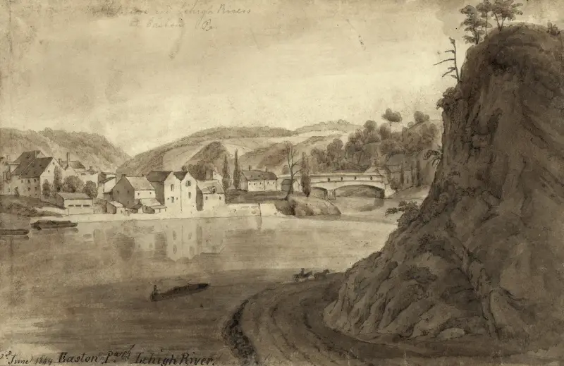 Die Flüsse Delaware und Lehigh bei Easton, Pennsylvania von Augustus Köllner