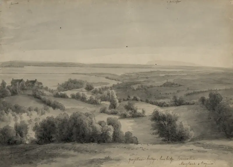 Georgetown College, Long Bridge, Potomac River, Maryland & Virginia – 21. Juni 1861 von Augustus Köllner