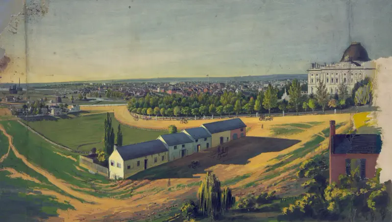 Blick auf Washington, D.C. nach Nordwesten vom Südosten des US-Kapitols von Augustus Köllner