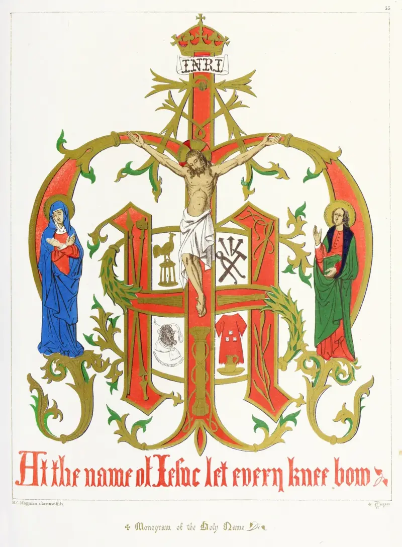 Monogram över det heliga namnet, med vår Herre, den heliga Maria och den helige Johannes av Augustus Pugin