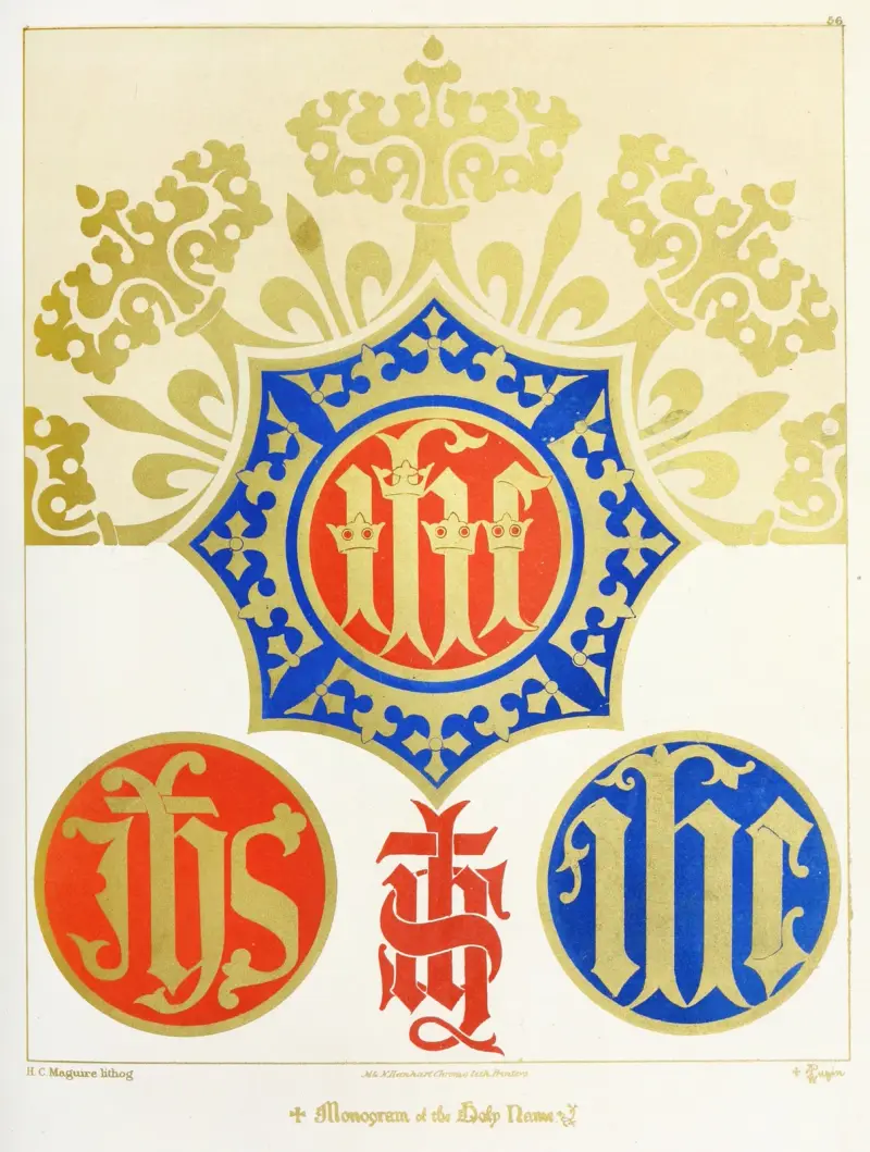 Vier Monogramme des Heiligen Namens von Augustus Pugin