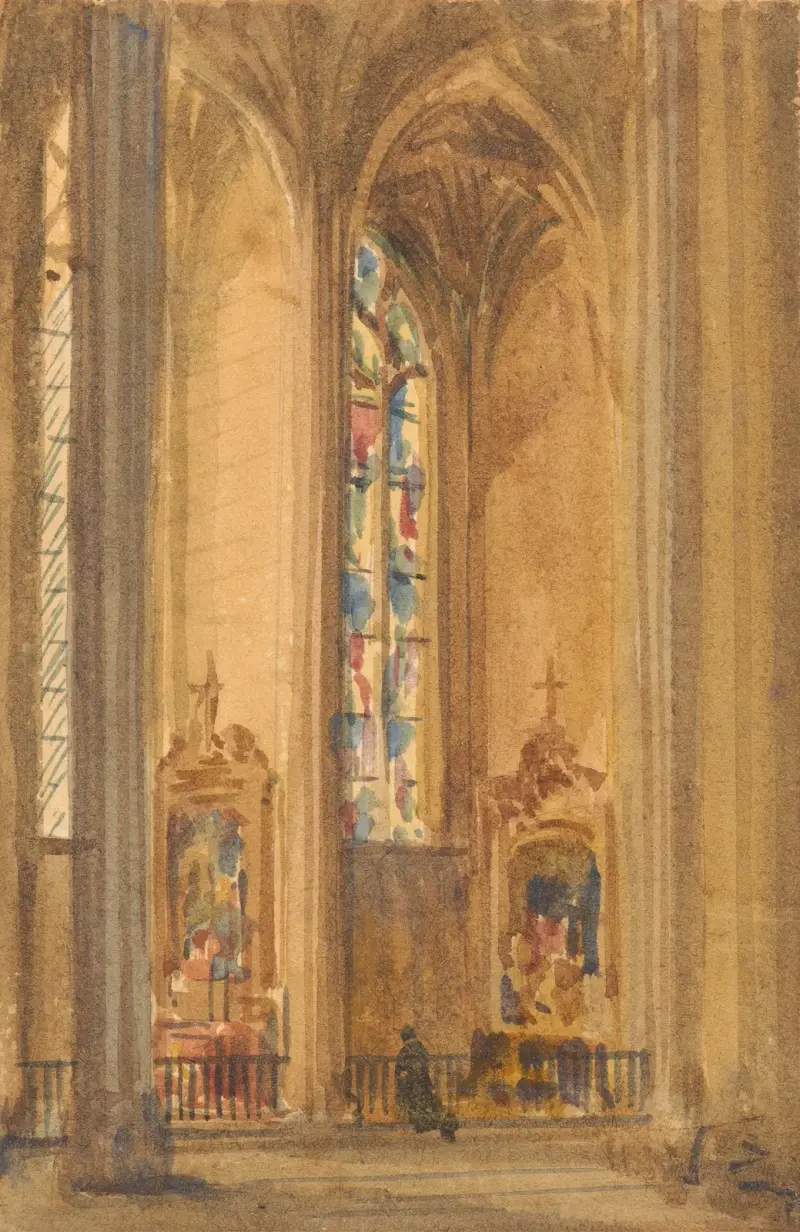 Interiör från en gotisk kyrka – nr 2 av Augustus Pugin
