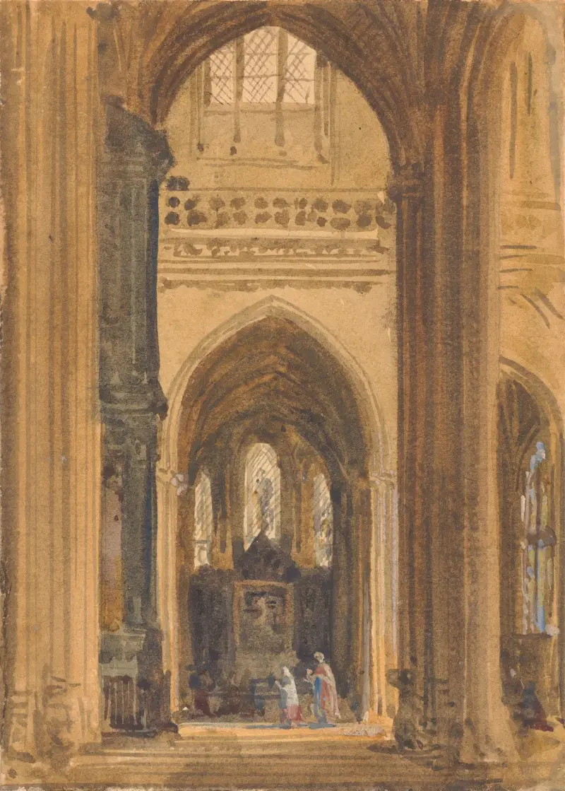 Interiör av en gotisk kyrka – nr 1 av Augustus Pugin