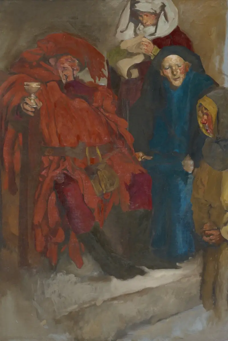 Kompositionsstudie, möjligen för Muntra fruarna i Windsor av Edwin Austin Abbey