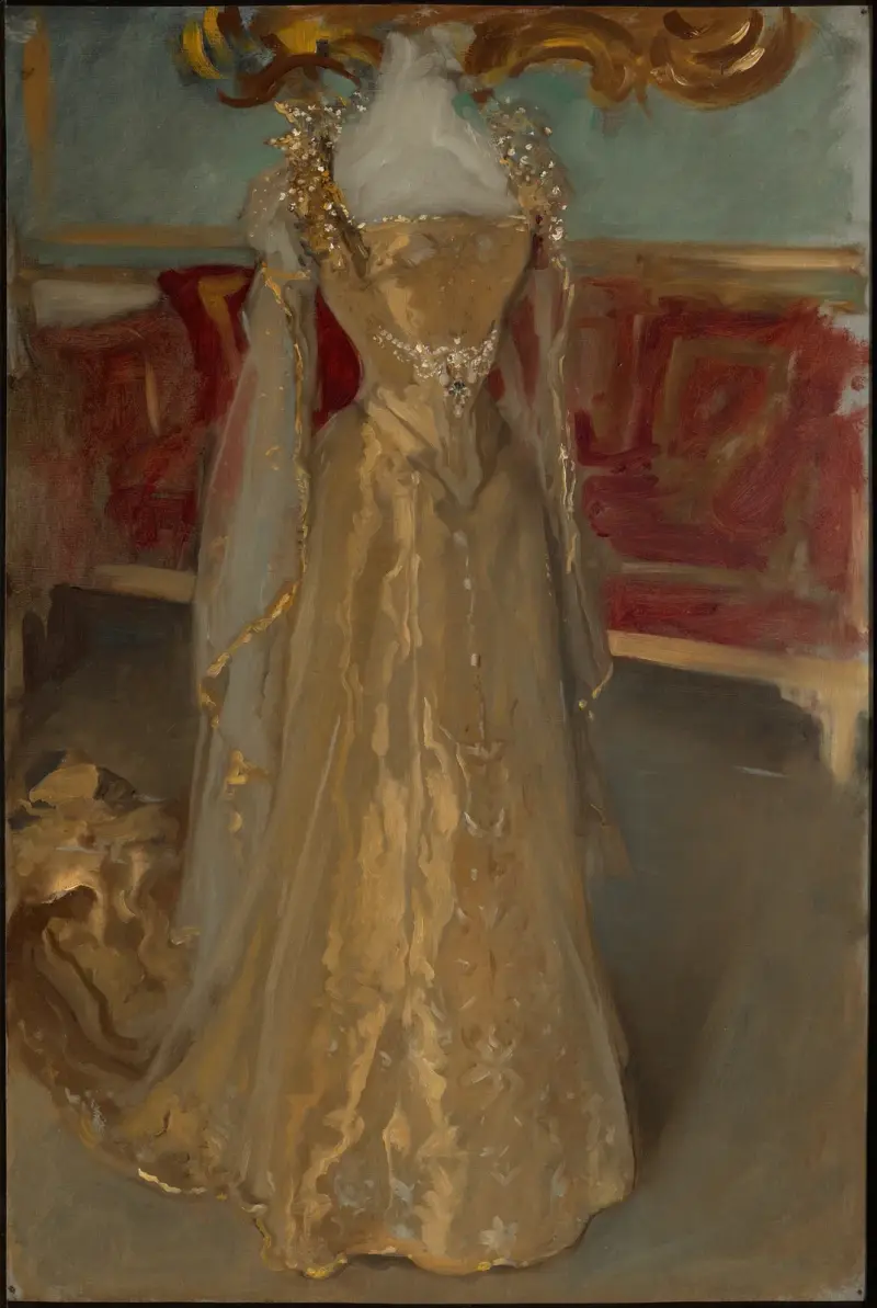 Drapistudie av drottning Alexandras klänning, för kröningen av kung Edward VII av Edwin Austin Abbey