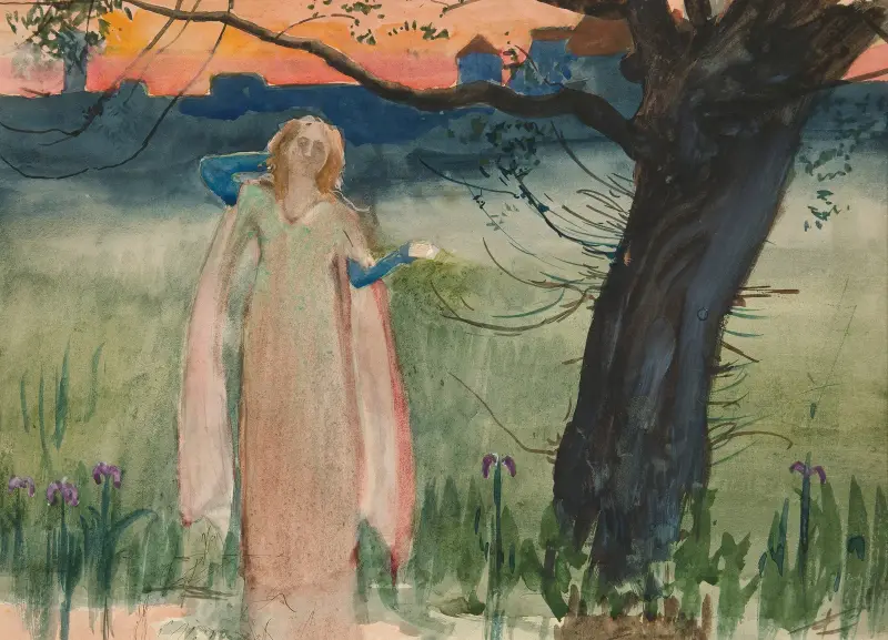 Ofelia vid bäcken – akt IV, scen VII, Hamlet av Edwin Austin Abbey
