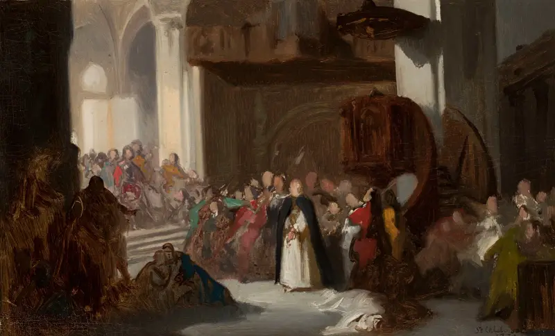 Scen i en kyrka, skiss till en historisk scen av Stanisław Chlebowski