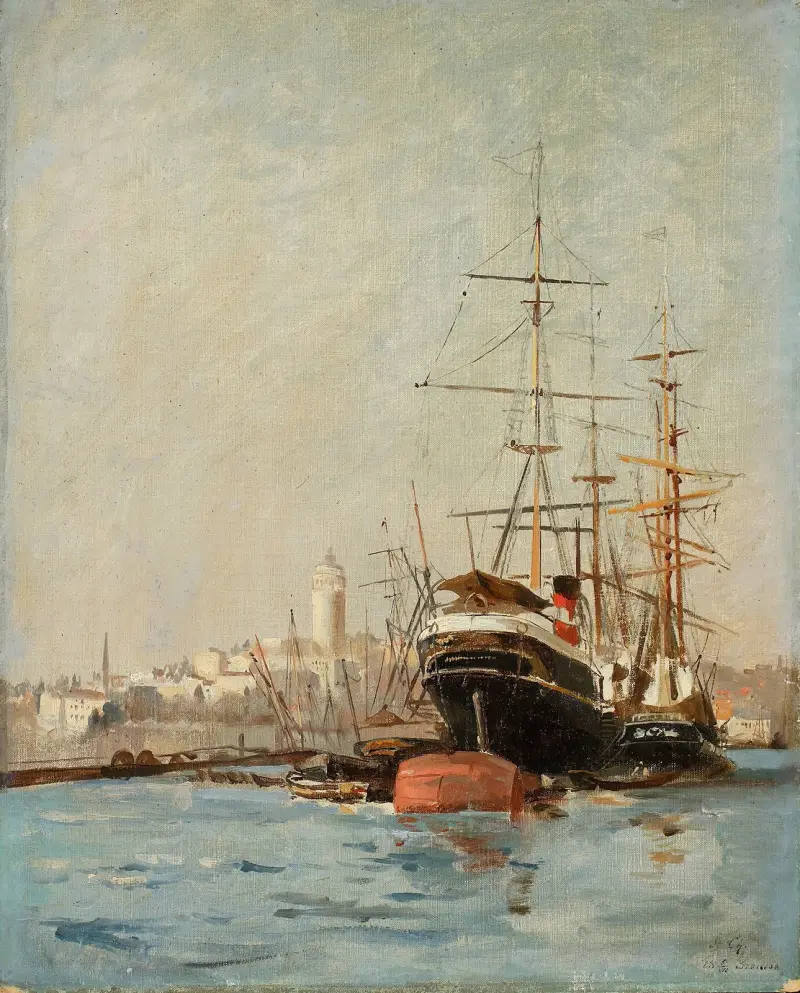 Blick auf den Hafen bei Bursa von Stanisław Chlebowski