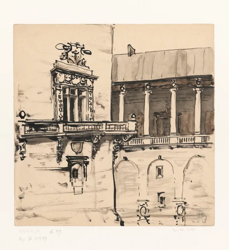 Ecke eines Palastes mit Renaissancefenster und Balkon von Stanisław Noakowski