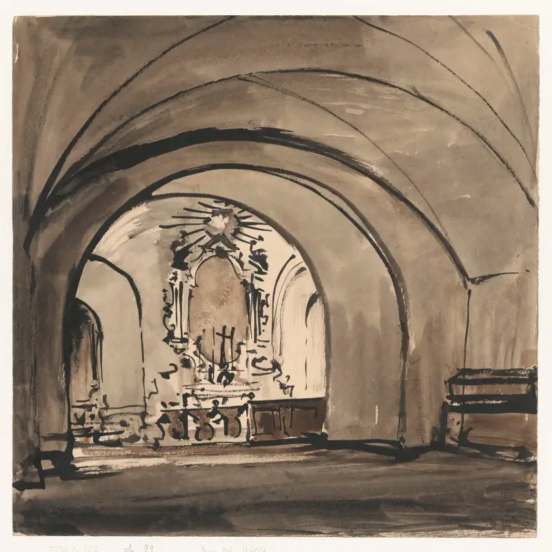Crypt with a Baroque altar av Stanisław Noakowski