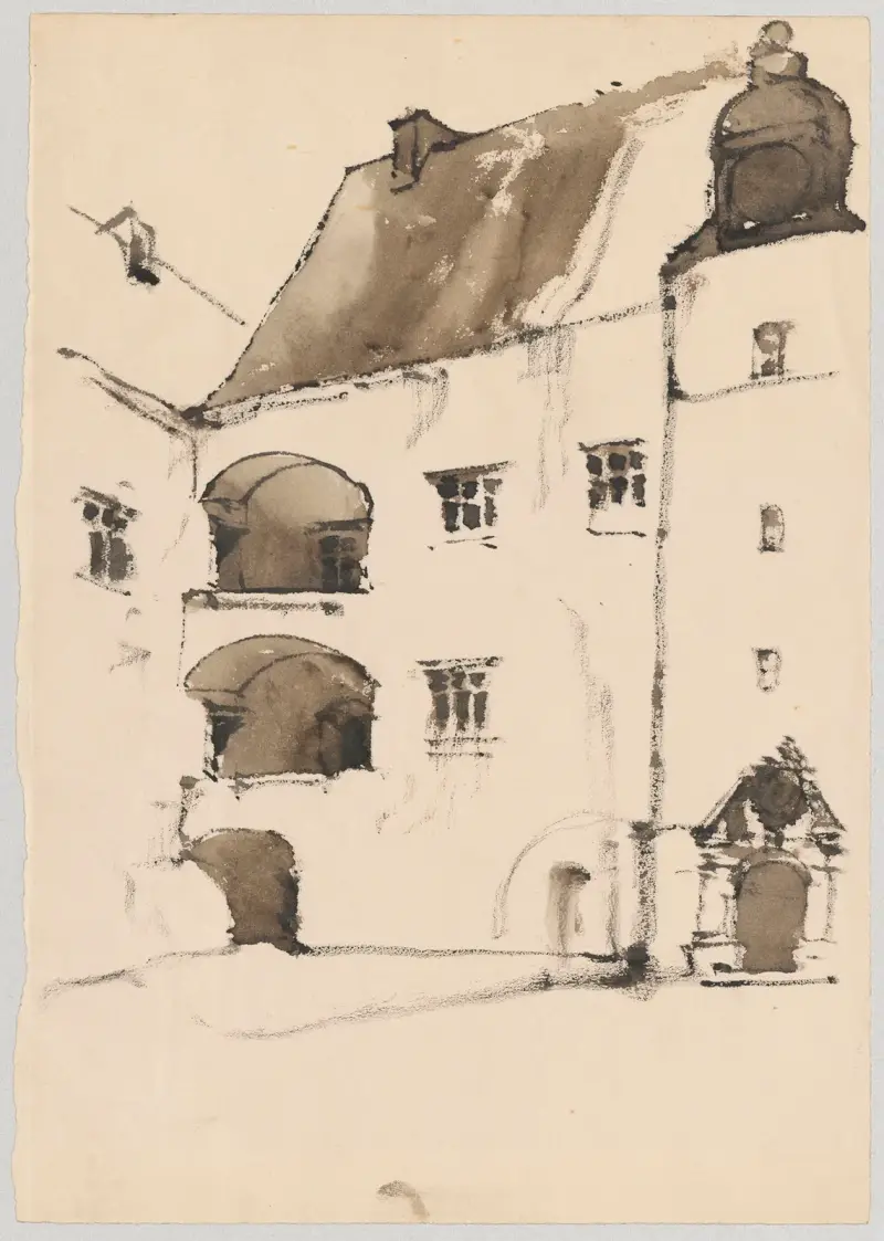 Fragment av en slottsgård med portal av Stanisław Noakowski