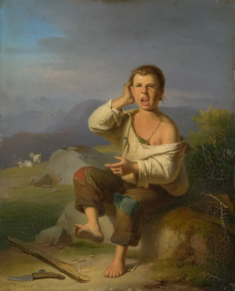 Injured shepherd boy av Johann Baptist Kirner