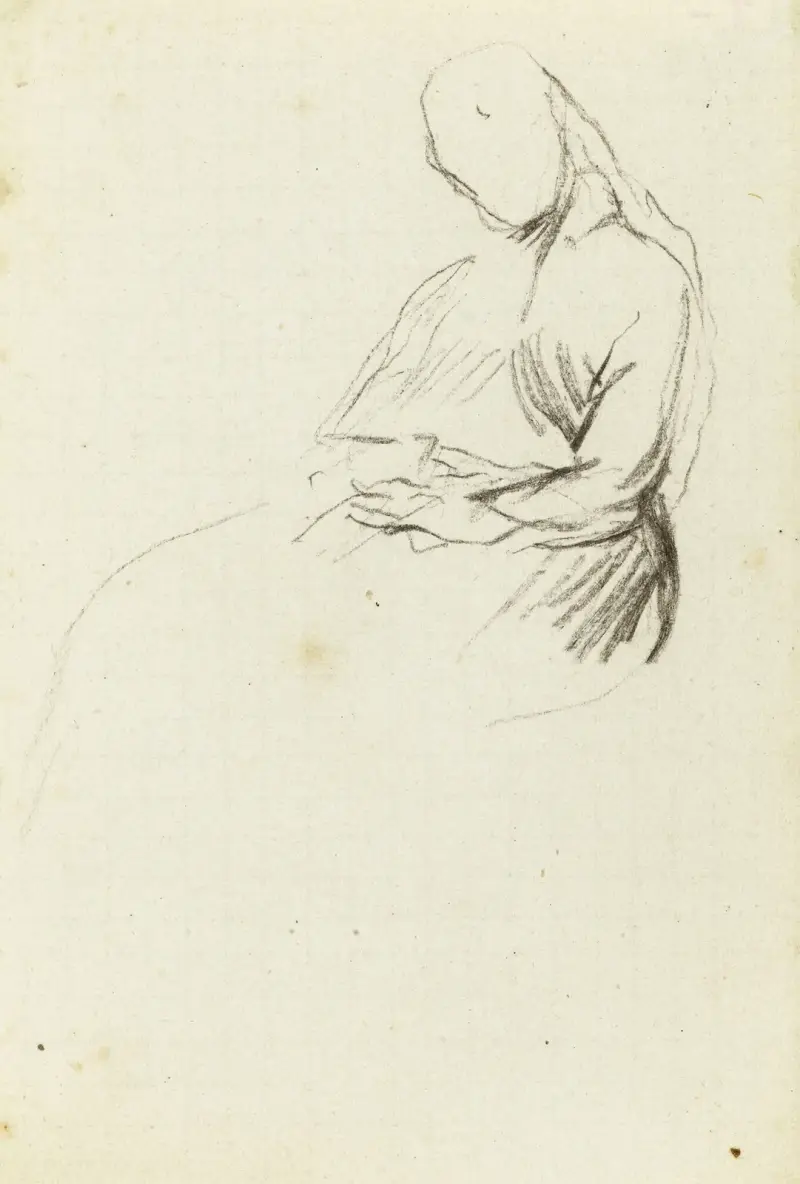 Studie av framifrån sittande kvinna av Jean-Baptiste Carpeaux