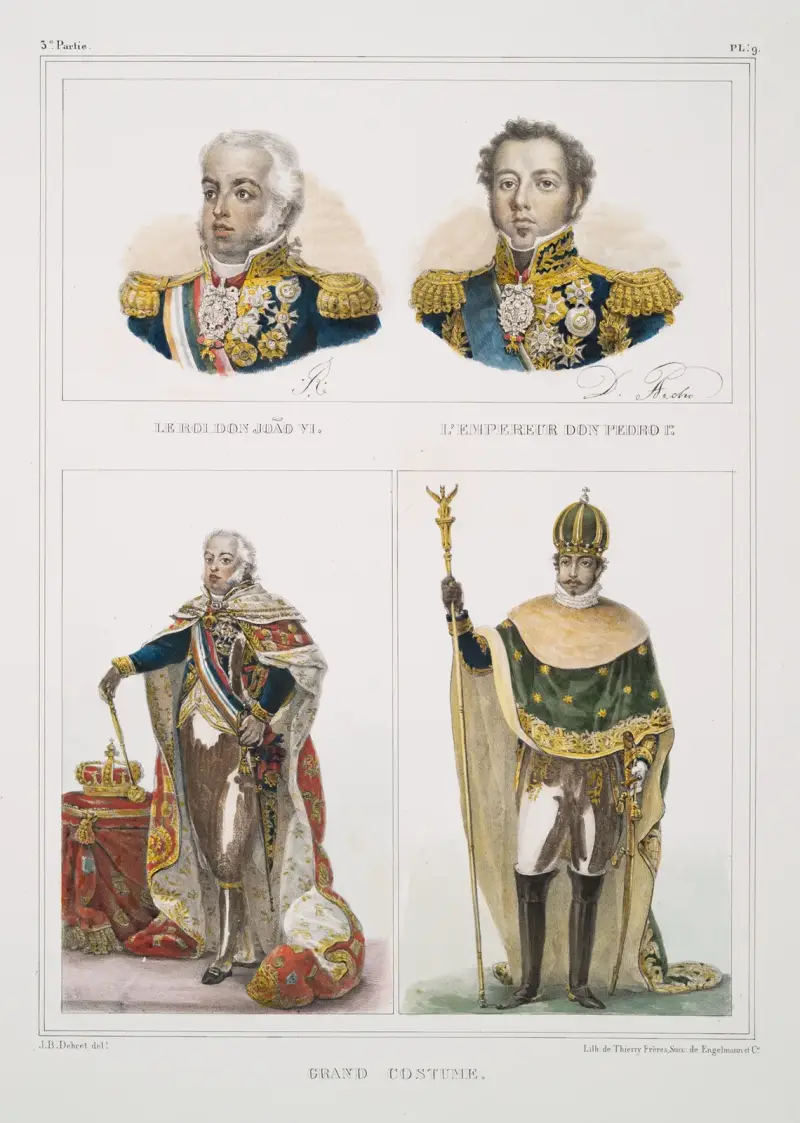 Kung Dom João VI; Kejsar Dom Pedro I; Stordräkt av Jean Baptiste Debret