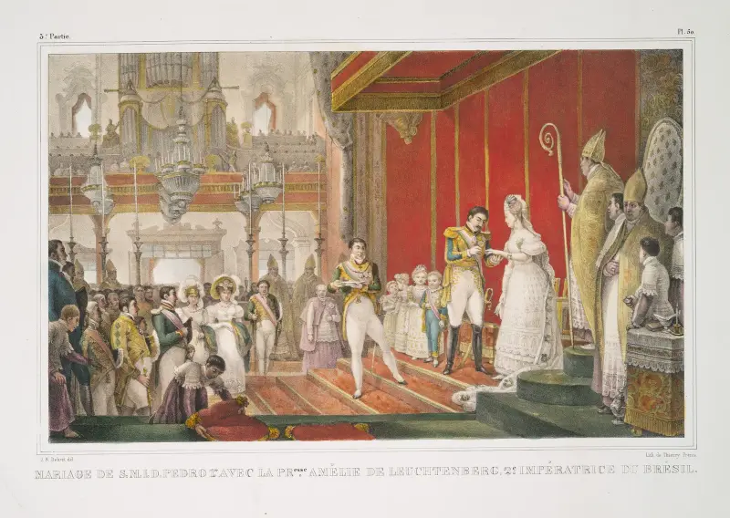 Giftermålet mellan S.M.I.D. Pedro I och prinsessan Amélie av Leuchtenberg, Brasiliens andra kejsarinna av Jean Baptiste Debret